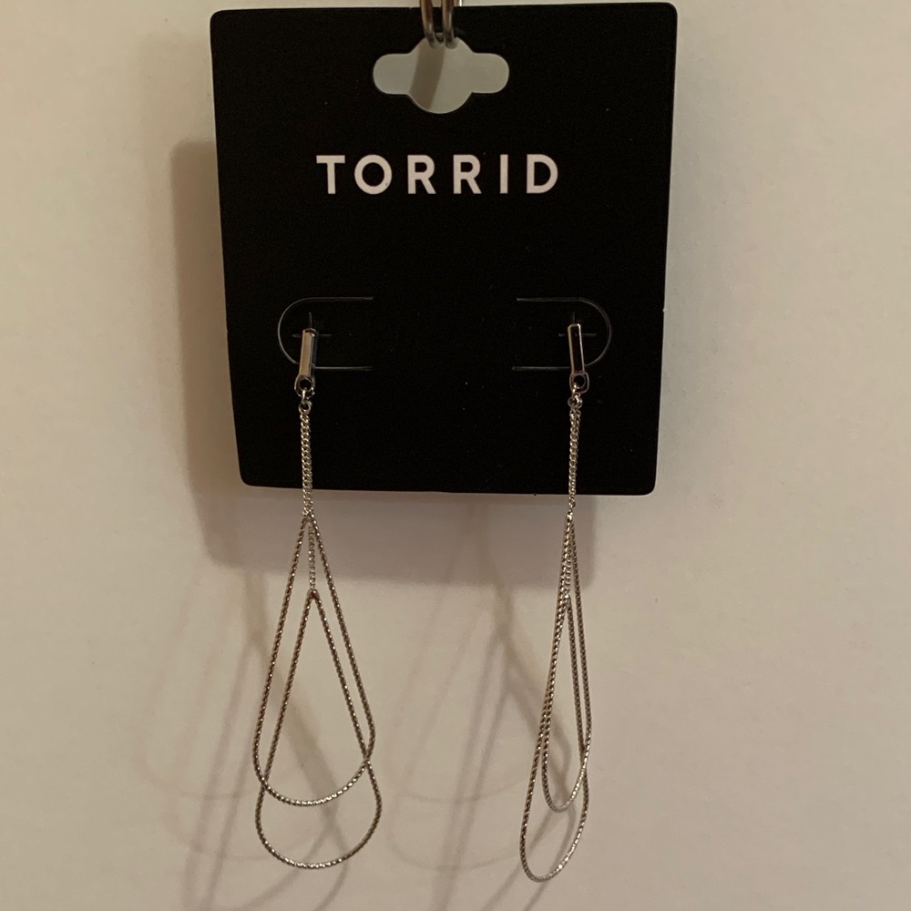 Torrid Silver Teardrop Chain Earrings